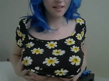 Gif - Blue-haired Girl With Thick Boobs