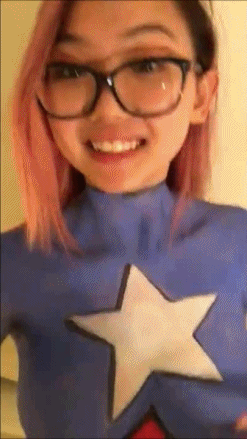 Gif - Harriet Sugarcookie Captain America Bodypaint Costume Have Fun Gif