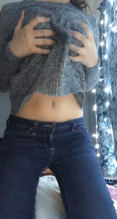 Gif - Pulling Her Sweater Up