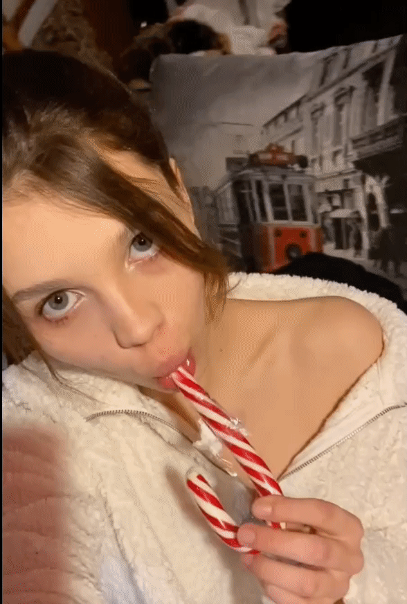 Gif - She Enjoys To Blow On Candy