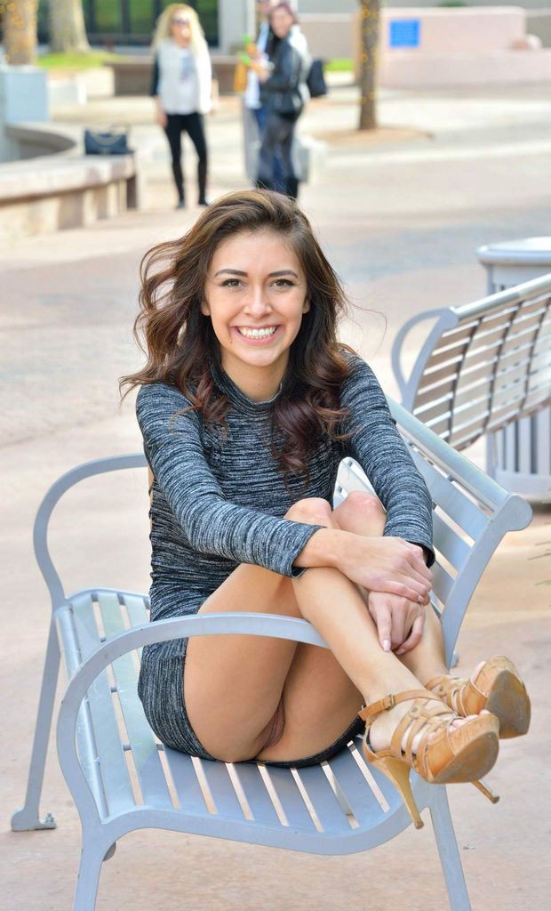 Upskirt on a bench