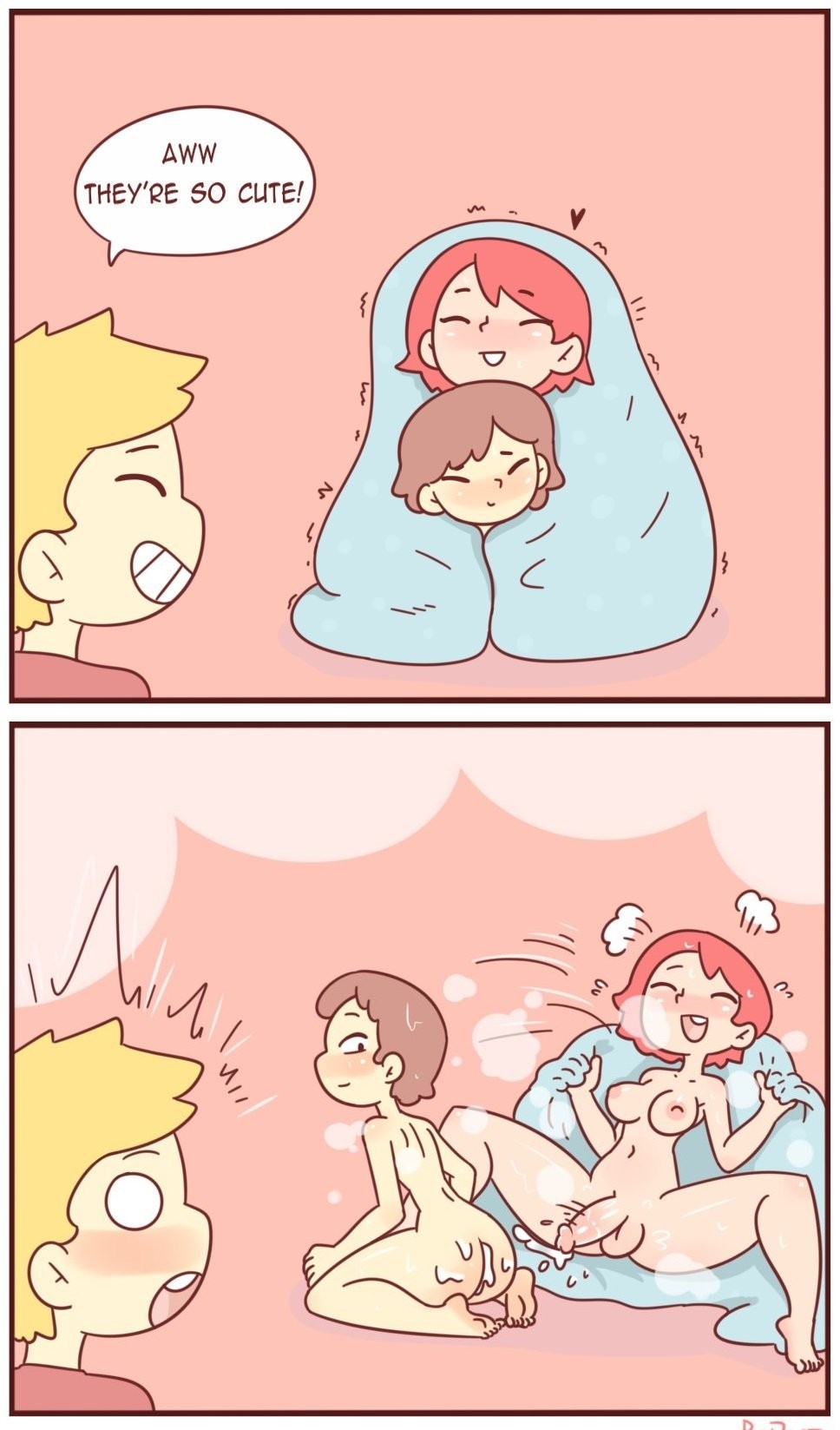 Cuddling under the blanket